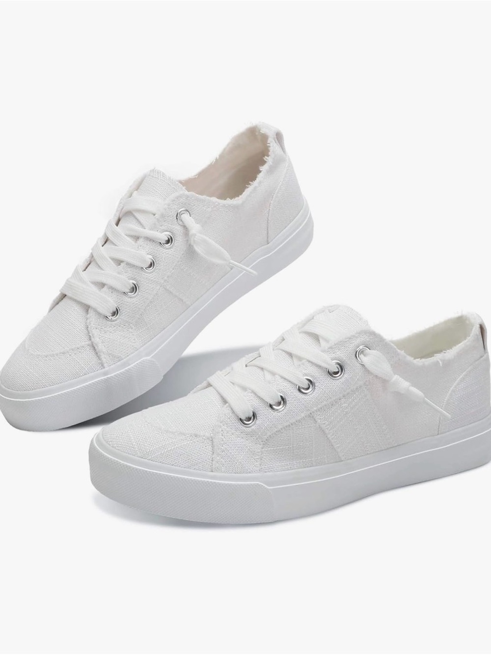 NWOT Obtaom summer white slip-on frayed canvas sneakers Sz 10